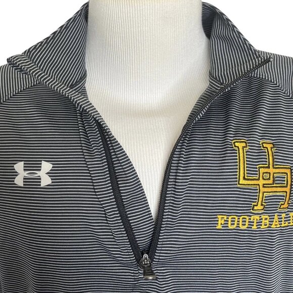 Under Armour Football Pull Over Shirt Mens XL Black 1/4 Zip Striped Loose Fit - Picture 5 of 10